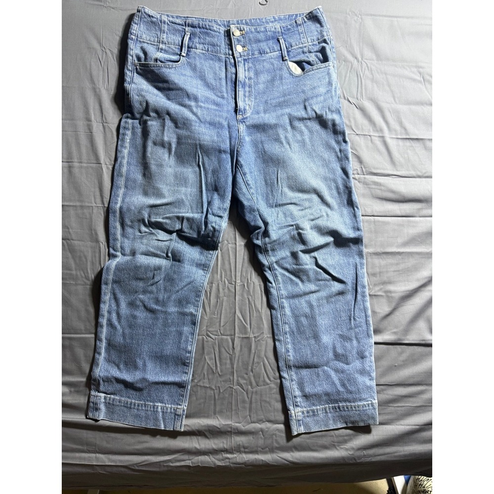 Ann Taylor Straight Leg Jeans Women Blue Good‎ High Rise Double Button Closure